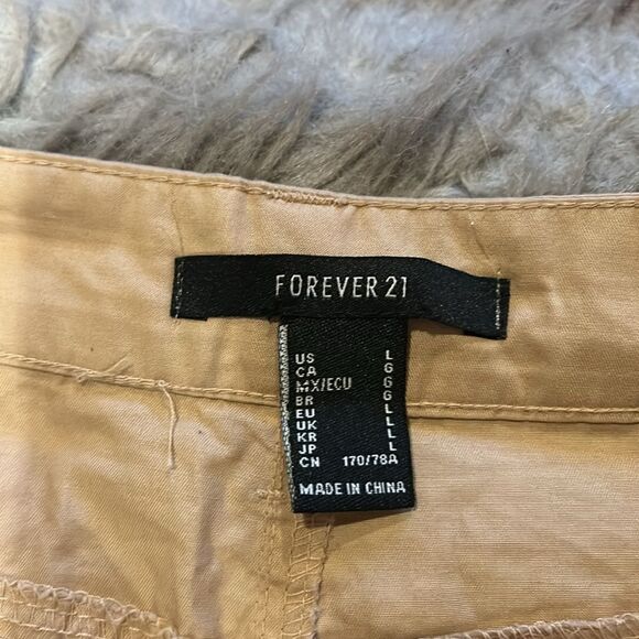 Forever 21 women’s tan‎ cotton cargo wide leg pants size large - Picture 4 of 7